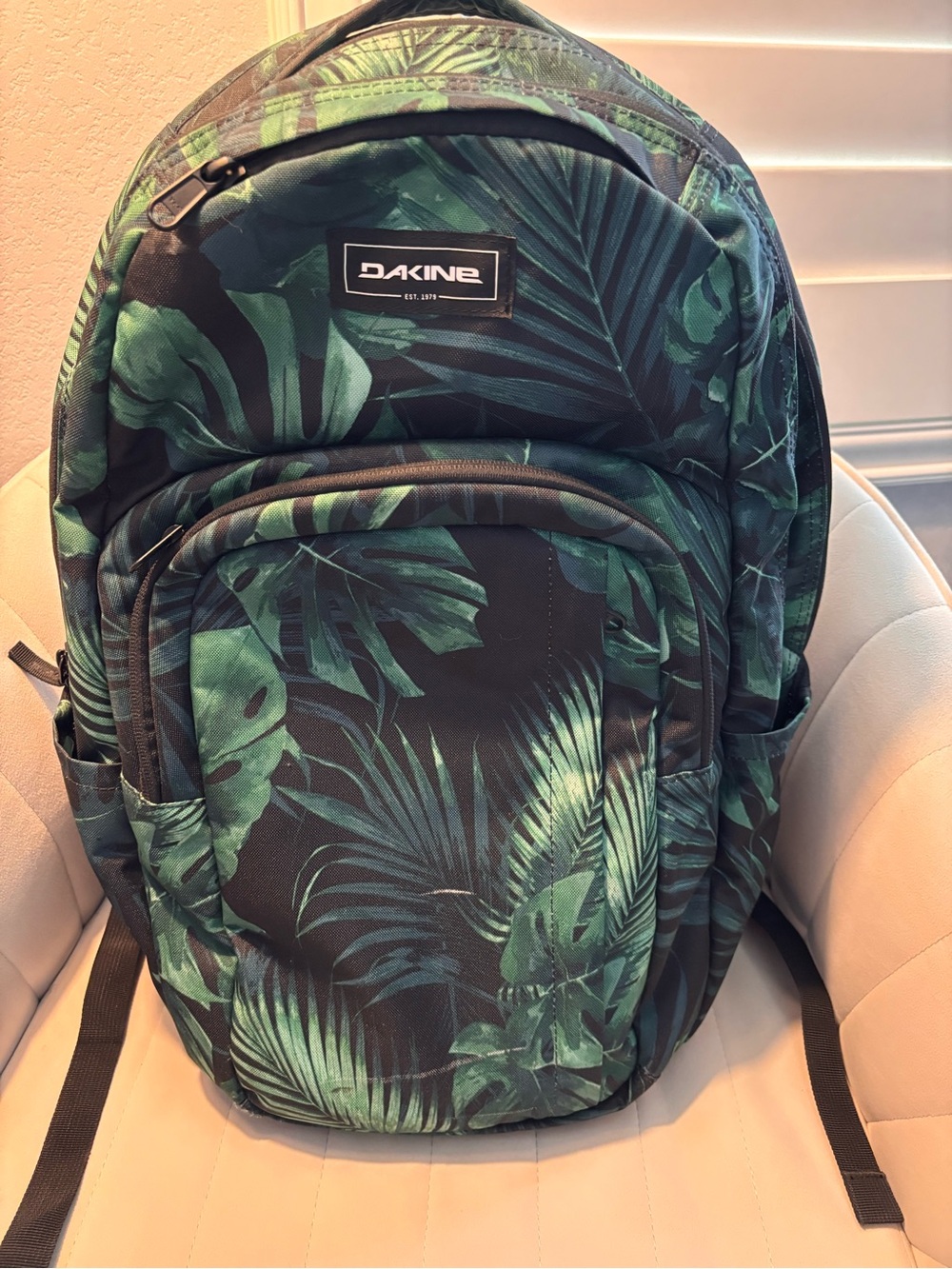 Dakine Dark Green Tropical Leaf Backpack